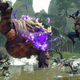 Warriors try to take down a monster by surrounding it on all sides.